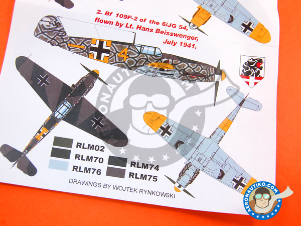 Image 8: Messerschmitt Bf 109 F-2 | Masks in 1/48 scale manufactured by Montex Mask (ref. KAM48193)