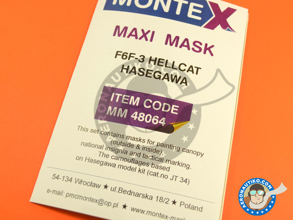 Image 3: Grumman F6F Hellcat 3 | Masks in 1/48 scale manufactured by Montex Mask (ref. MM48064)