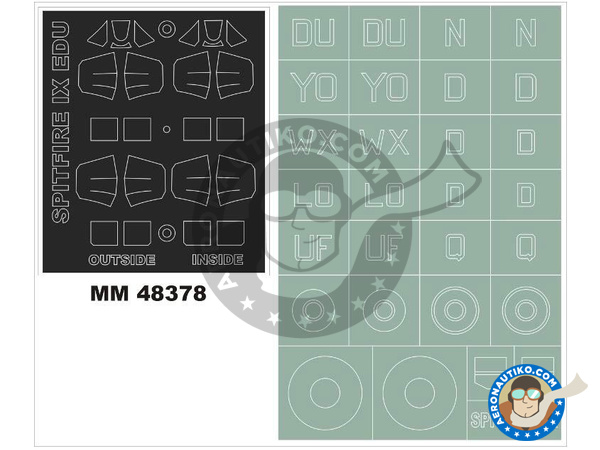 Image 1: Supermarine Spitfire IX | Masks in 1/48 scale manufactured by Montex Mask (ref. MM48378)