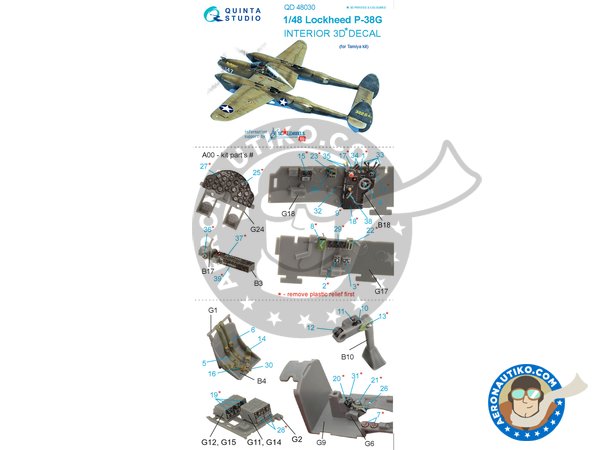 Image 9: P-38G 3D-Printed & Coloured Interior | Detail up set in 1/48 scale manufactured by QUINTA STUDIO (ref. QD48030)