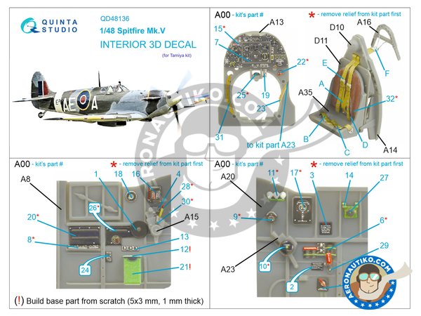 Image 11: Supermartine "Spitfire" Mk.V | Detalle en escala 1/48 fabricado por QUINTA STUDIO (ref. QD48136)