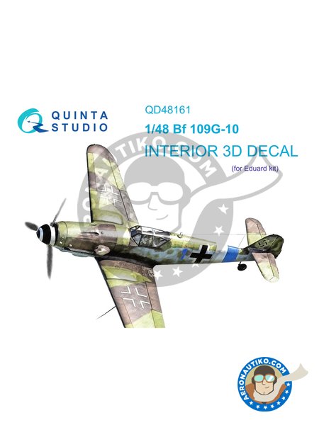 Bf 109G-10 interior 3D decals | Detail up set in 1/48 scale manufactured by QUINTA STUDIO (ref. QD48161) image