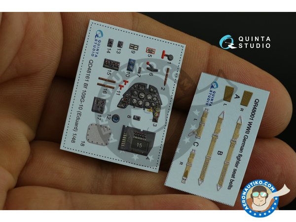 Image 1: Bf 109G-10 interior 3D decals | Detail up set in 1/48 scale manufactured by QUINTA STUDIO (ref. QD48161)