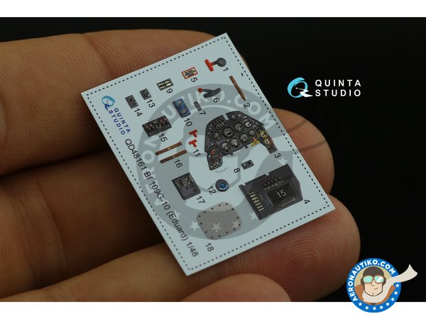 Image 2: Bf 109G-10 interior 3D decals | Detail up set in 1/48 scale manufactured by QUINTA STUDIO (ref. QD48161)