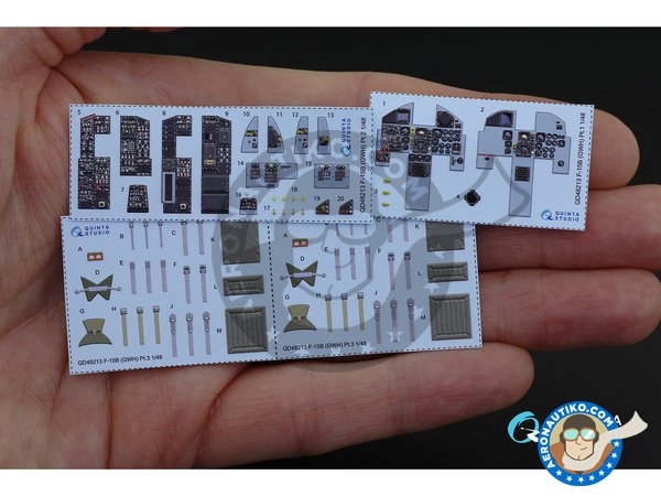 Image 1: F-15B Eagle interior 3D decals | Set de mejora y detallado en escala 1/48 fabricado por QUINTA STUDIO (ref. QD48213)