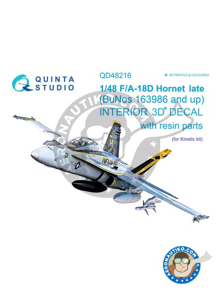 F/A-18D "Hornet"  Late - Interior 3D decal | Detalle en escala 1/48 fabricado por QUINTA STUDIO (ref. QD48216) image