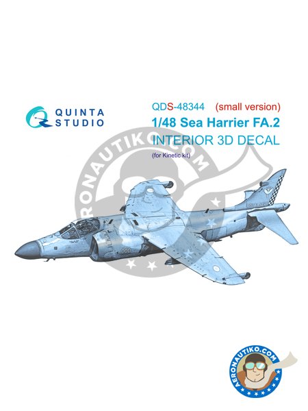 Sea Harrier FA.2  - Interior 3D decal | Set de mejora y detallado en escala 1/48 fabricado por QUINTA STUDIO (ref. QDS48344) image