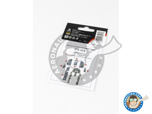Image 1: Quick set 3D Acrylic instrument panel F/A-18A "Hornet" | Detail in 1/48 scale manufactured by RED FOX DESING (ref. RFSQS-48083)
