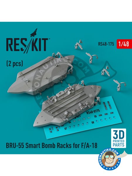 BRU-55 Smart bomb Racks for F-18 | Detail up set in 1/48 scale manufactured by RESKIT (ref. RS48-0175) image