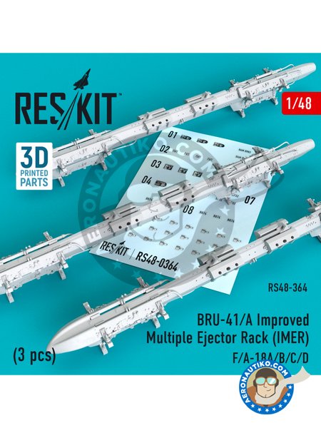 Bastidor Eyector Múltiple Mejorado BRU-41/A(IMER) |  en escala 1/48 fabricado por RESKIT (ref. RS48-0364) image