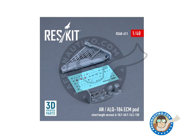Image 1: AN / ALQ-184 ECM pod - Short version | Pod in 1/48 scale manufactured by RESKIT (ref. RS48-0411)
