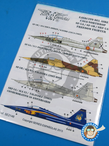 Northrop F-5 Freedom Fighter A/B | Marking / livery in 1/48 scale manufactured by Series Españolas (ref. SE2148) image