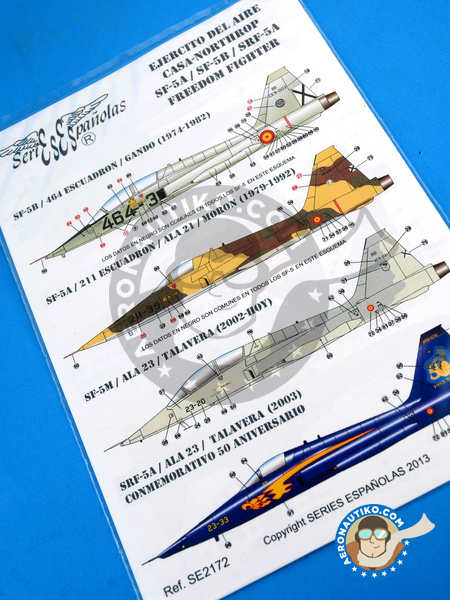 Northrop F-5 Freedom Fighter A/B | Marking / livery in 1/72 scale manufactured by Series Españolas (ref. SE2172) image