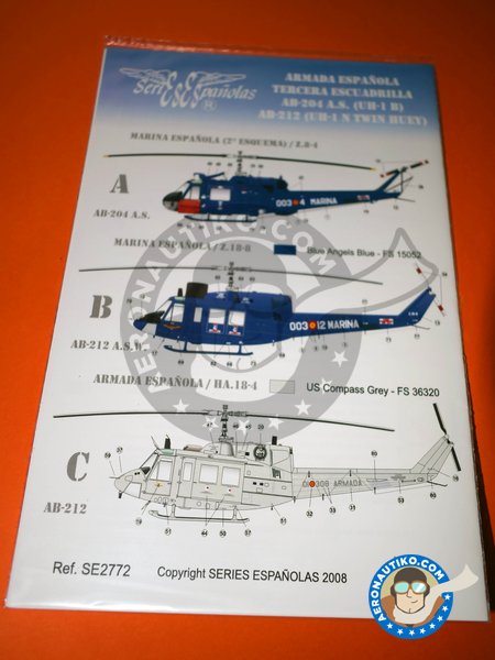 Bell UH-1 Iroquois B/N | Marking / livery in 1/72 scale manufactured by Series Españolas (ref. SE2772) image