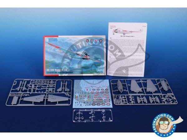 Image 1: DH.100 Vampire Mk.3 'European and American Operators' | Airplane kit in 1/72 scale manufactured by Special Hobby (ref. SH72453)