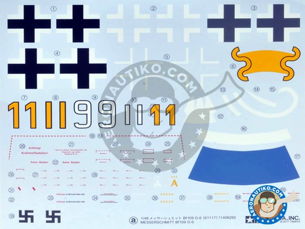 Image 12: Messerschmitt Bf109 G-6 "Gustav" | Airplane kit in 1/48 scale manufactured by Tamiya (ref. TAM61117)