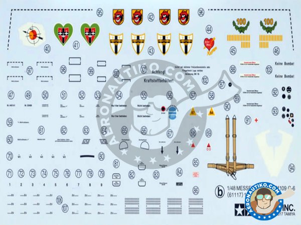 Image 13: Messerschmitt Bf109 G-6 "Gustav" | Airplane kit in 1/48 scale manufactured by Tamiya (ref. TAM61117)