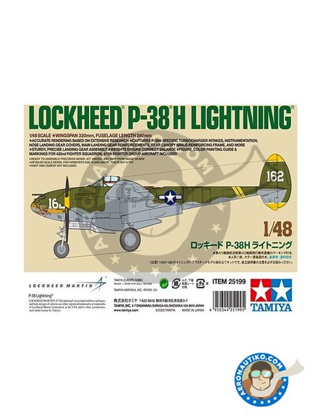 Lockheed P-38 H Lightning | Airplane kit in 1/48 scale manufactured by Tamiya (ref. TAM25199) image
