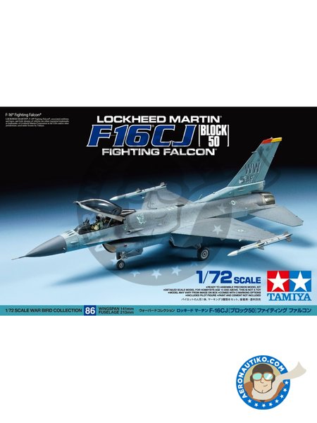 LOCKHEED MARTIN F-16CJ [BLOCK 50] FIGHTING FALCON | Airplane kit in 1/72 scale manufactured by Tamiya (ref. TAM60786) image