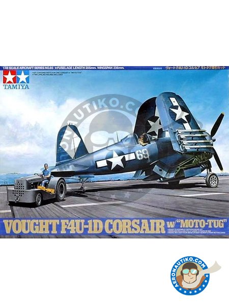 Vought F4U-1D "Corsair" w/Moto Tug | Airplane kit in 1/48 scale manufactured by Tamiya (ref. TAM61085) image