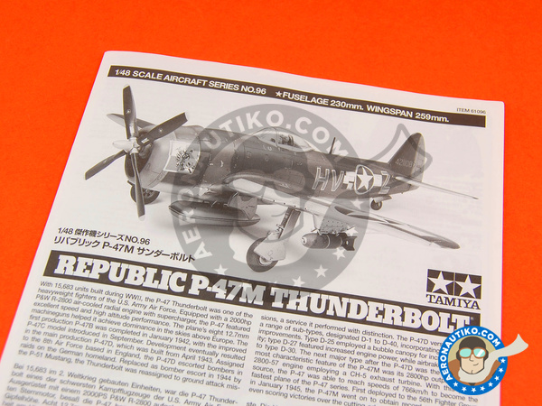 Image 2: Republic P-47 Thunderbolt M | Airplane kit in 1/48 scale manufactured by Tamiya (ref. TAM61096)