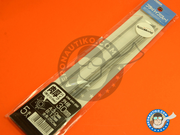 Image 2: Plastic pipe grey 3mm x 1,2 mm x 250mm | Material manufactured by Wave Corporation (ref. OM-241)