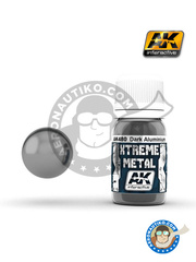 <a href="https://www.aeronautiko.com/product_info.php?products_id=50794">5 &times; AK Interactive: Pintura Xtreme metal - Aluminio oscuro - bote de 30mL - para todos los kits</a>