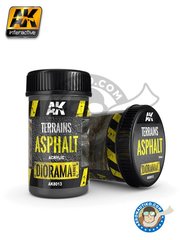 <a href="https://www.aeronautiko.com/product_info.php?products_id=51164">1 &times; AK Interactive: Textures and Dioramas - Diorama Series: Asphalt terrains New 2018 - 250ml Jar - for all dioramas</a>