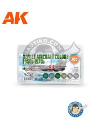 <a href="https://www.aeronautiko.com/product_info.php?products_id=52098">2 &times; AK Interactive: Paints set - Soviet Aircraft Colors 1950s-1970s - 4 17ml jars and two 30ml jars</a>