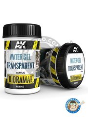 <a href="https://www.aeronautiko.com/product_info.php?products_id=51577">1 &times; AK Interactive: Textures and Dioramas - Water gel transparent. 250ml - for all dioramas or scenes</a>