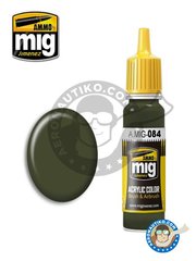 <a href="https://www.aeronautiko.com/product_info.php?products_id=51205">1 &times; AMMO of Mig Jimenez: Acrylic paint - NATO Green | New 2018 - 17ml Jar</a>