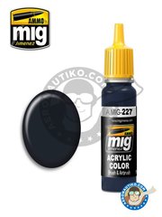 <a href="https://www.aeronautiko.com/product_info.php?products_id=51208">1 &times; AMMO of Mig Jimenez: Acrylic paint - FS 25042 Sea Blue (ANA 606) | New 2018 - 17ml Jar - for all kits</a>