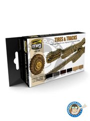 <a href="https://www.aeronautiko.com/product_info.php?products_id=51388">2 &times; AMMO of Mig Jimenez: Paints set - Paint set of wheels, tired and tracks. - 17ml x 6 jars - for all kits</a>