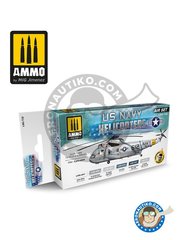 <a href="https://www.aeronautiko.com/product_info.php?products_id=52027">2 &times; AMMO of Mig Jimenez: Set de pinturas - US NAVY Helicopters Paint set -  6 botes de 17ml</a>