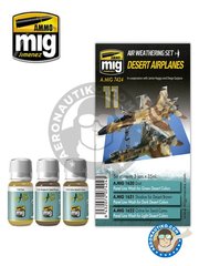 <a href="https://www.aeronautiko.com/product_info.php?products_id=51158">2 &times; AMMO of Mig Jimenez: Paints set - Colors set Desert Airplanes | Air Weathering Set - A.MIG-1620 PLW Dust, A.MIG-1621 PLW Shadow for Desert Brown, A.MIG-1622 PLW Ochre for  Sand Camo - for all kits</a>