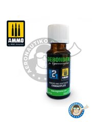 <a href="https://www.aeronautiko.com/product_info.php?products_id=52108">2 &times; AMMO of Mig Jimenez: Pegamento - Debonder - frasco de 20ml</a>