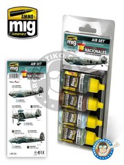 <a href="https://www.aeronautiko.com/product_info.php?products_id=51808">1 &times; AMMO of Mig Jimenez: Paints set - SPANISH CIVIL WAR - NATIONALISTS AIRCRAFTS SET - 4 x 17 ml - for all kits</a>