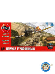 <a href="https://www.aeronautiko.com/product_info.php?products_id=50349">1 &times; Airfix: Airplane kit 1/24 scale - Hawker Typhoon Mk.IB - World War II - plastic parts, water slide decals and assembly instructions</a>