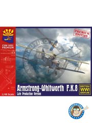 <a href="https://www.aeronautiko.com/product_info.php?products_id=51329">1 &times; Copper State Models: Airplane kit 1/48 scale - Armstrong-Whitworth F.K.8. Late production version. - 10 august 1918 (GB0); December 1918 (GB0); Summer 1918 (GB0); autumn 1917 (GB0) - photo-etched parts, plastic parts, resin parts, water slide decals, white metal parts and assembly instructions</a>