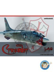 Eduard: Airplane kit 1/48 scale - Vought F-8 Crusader - Da Nang Air Base, Republic of Vietnam 1968 (US0); USS Ticonderoga 1966 (US0); USS Oriskany, 1966 (US0); NAS Miramar 1967 (US0); USS Ticonderoga 1967 (US0) - full colour photo-etched parts, paint masks, photo-etched parts, resin parts, water slide decals and assembly instructions