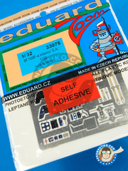Eduard: Coloured photo-etched cockpit parts 1/32 scale - Messerschmitt Bf 109 F-4 - full colour photo-etched parts and assembly instructions - for Hasegawa kits