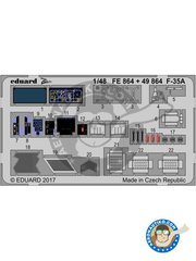 <a href="https://www.aeronautiko.com/product_info.php?products_id=51941">1 &times; Eduard: Photo-etched parts 1/48 scale - Lockheed-Martin F-35A Lightning II - PE details A - full colour photo-etched parts and placement instructions - for Meng kits</a>