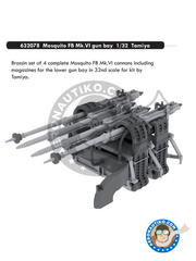 Eduard: Gun barrels 1/32 scale - Mosquito FB Mk.VI Gun Bay Mk. VI - resin parts and assembly instructions - for Tamiya kit image