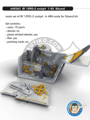 Eduard: Cockpit set 1/48 scale - Messerschmitt Bf 109 G-5 - photo-etched parts and resin parts - for Eduard reference 82112 image