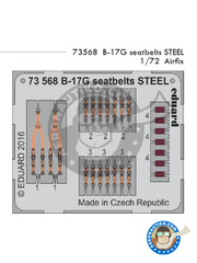 Eduard: Seatbelts 1/72 scale - Boeing B-17 Flying Fortress G - full colour photo-etched parts - for Airfix reference A08017 image