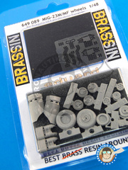 Eduard: Wheels 1/48 scale - Mikoyan-Gurevich MiG-23 Flogger M / MF - resins - Brassin - for Trumpeter kit