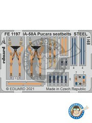 <a href="https://www.aeronautiko.com/product_info.php?products_id=52196">3 &times; Eduard: Cinturones escala 1/48 - IA-58A "Pucara" cinturones de seguridad - fotograbados y manual de instrucciones - para kit de Kinetic</a>