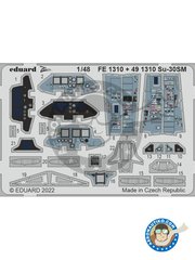 <a href="https://www.aeronautiko.com/product_info.php?products_id=52190">3 &times; Eduard: Cockpit set 1/48 scale - Sukhoi Su-30SM - photo-etched parts and placement instructions - for Great Wall Hobby kit</a>