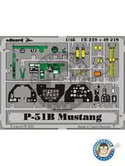 <a href="https://www.aeronautiko.com/product_info.php?products_id=52140">2 &times; Eduard: Cockpit set 1/48 scale - North American P-51B "Mustang" - photo-etched parts and placement instructions - for Tamiya kit</a>
