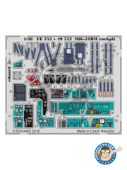 <a href="https://www.aeronautiko.com/product_info.php?products_id=49225">1 &times; Eduard: Coloured photo-etched cockpit parts 1/48 scale - Mikoyan MiG-31 BM - for Amk kit 88003</a>